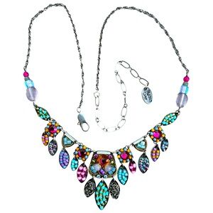 Vintage Signed AYALA BAR Artisan Multicolor Beaded Dangle Necklace